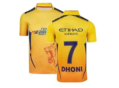 CSK Dhoni 7 Jersey IPL Team Cricket Jersey 2023 Yellow Color Pack of 1 US