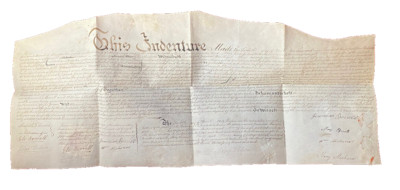 Antique 1814 Vellum Land Deed Indenture Bristol Township Philadelphia County PA