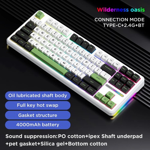 Mechanical Keyboard 3 Mode 2.4G/USB/Bluetooth Wireless Keyboard 87 Key Hotswap - Picture 27 of 28