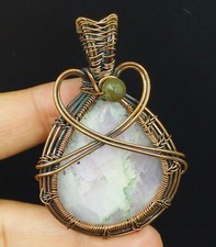 Copper Amethyst Gemstone Copper Wire Wrapped Handmade Jewelry Pendant
