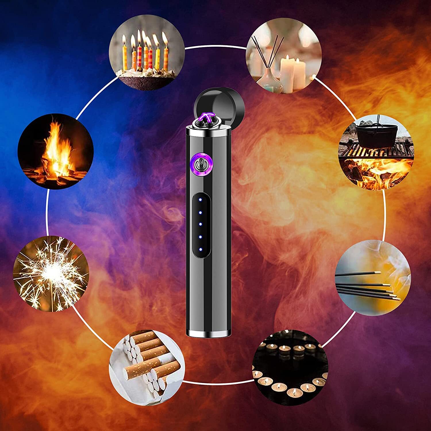 Dual Arc Plasma Lighter Electric Flameless Windproof USB Rechargeable Lighters eBay