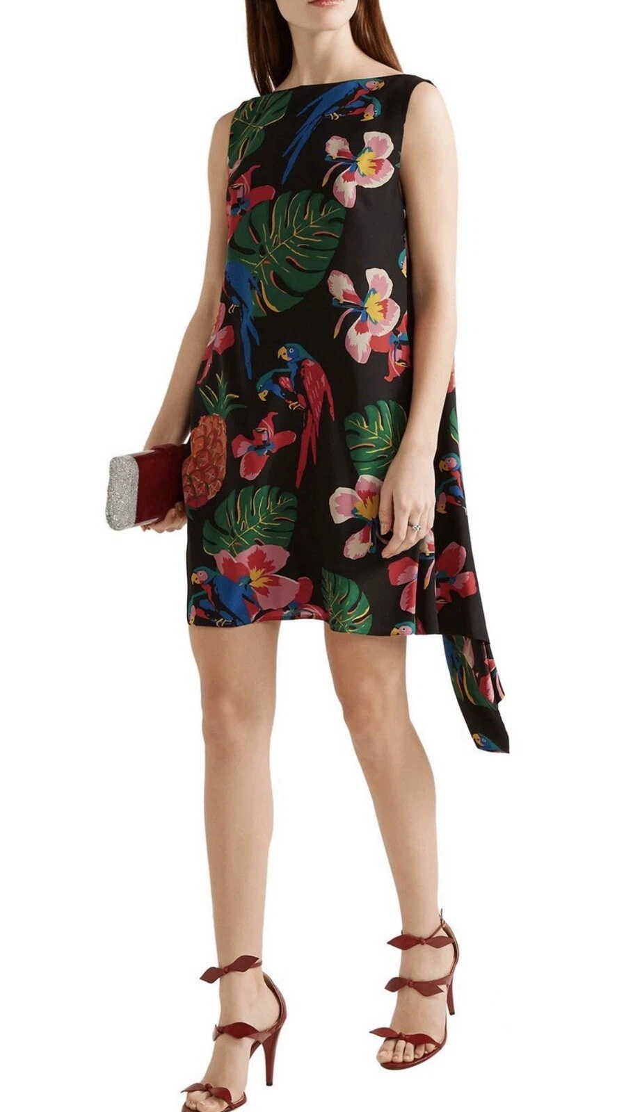 VALENTINO GARAVANI Drappeggiato stampato seta crepe de chine mini piccolo $2950