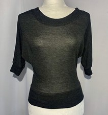 Woman Grey Crew Neck Pullover Sweater, Small