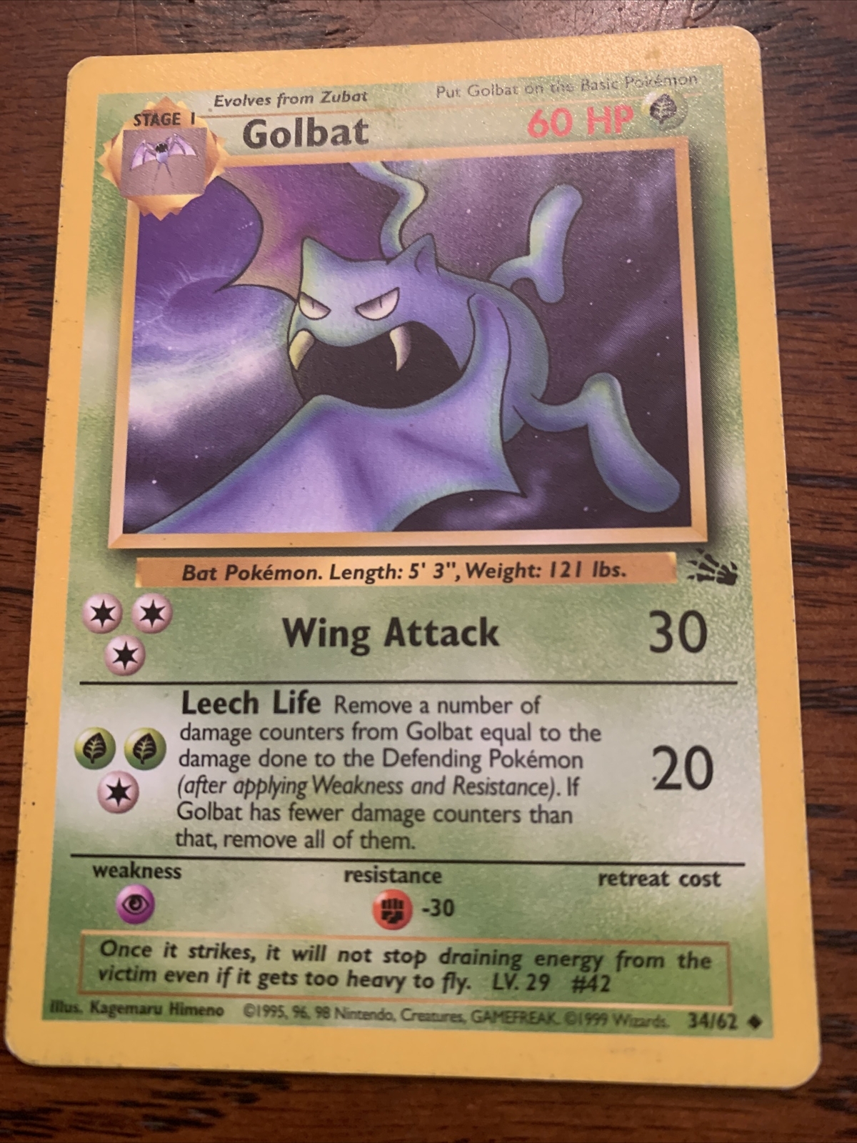 Golbat 34/62 - Fossil - Uncommon Pokemon Card - Near Mint (NM)