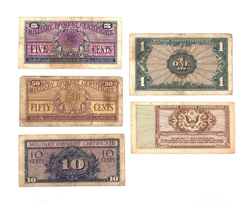 Military Payment Certificate Series RARE 611 5¢,10¢, $1, 691 10¢ 472 5¢ - Picture 2 of 2