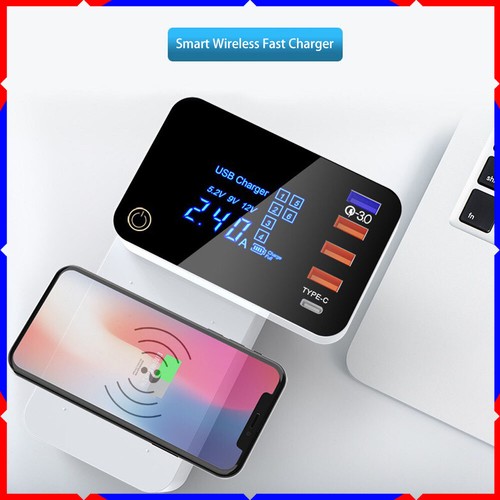 Multi-port USB wireless +1QC3.0+1Type-c Touch fast AC power adapter LCD display - Picture 7 of 17