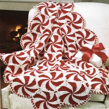 Peppermint Candy Christmas Afghan Crochet Pattern Holiday Christmas Blanket