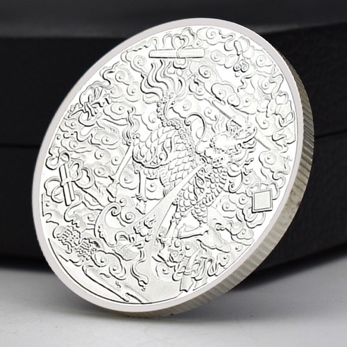 Moneda Unicornio Chino Antiguo Animal Mítico Kylin Plateado Medalla Conmemorativa - Imagen 2 de 12