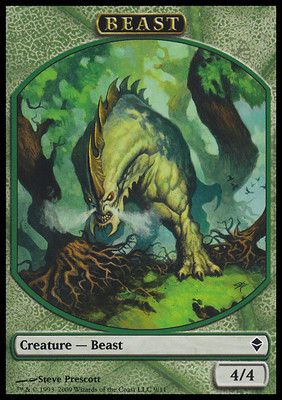 10 Token Cards - BEAST - Zendikar - SAME ART - NM/SP Condition - Magic MTG FTG