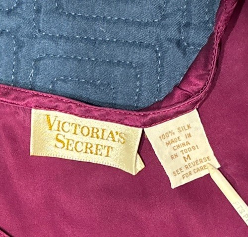 Victoria’s Secret Gold Label Vintage 100% Silk Night Shirt Burgundy/Wine Medium - Picture 4 of 4