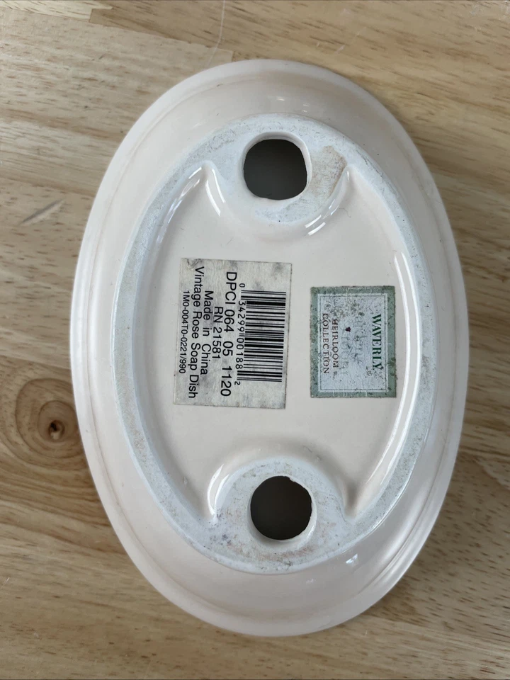 Juego de baño vintage Waverly 3 piezas rosa dispensador de jabón plato cepillo de dientes soporte Foto 3 de 4