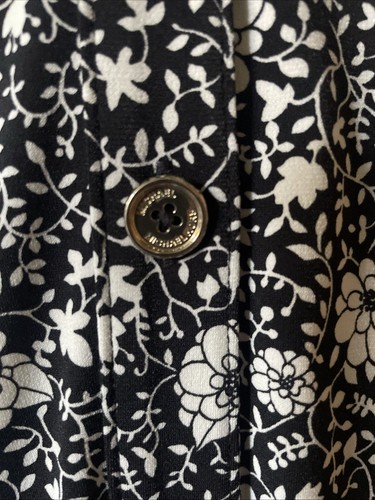 MICHAEL KORS Black White Floral Signature Gold Button A-Line Midi Dress M $145 - Picture 9 of 24