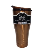 8.5 Inch ProTek Silver Buffalo Stainless Steel Copper Tumbler - Holds 30 Ounces