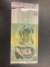 AUSTRALIAN PAPER BANKNOTE  1972 PHILLIPS / WHEELER TWO DOLLARS $2