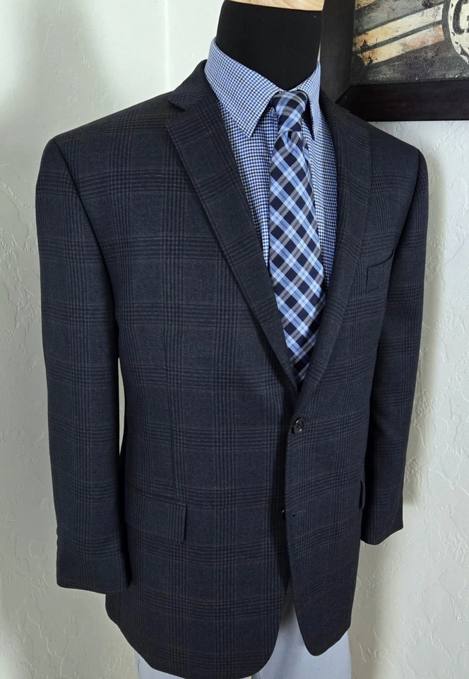 Michael Kors Men 44S Plaid Blazer Sport Coat Check Windowpane Jacket *READ - Image 3 of 4