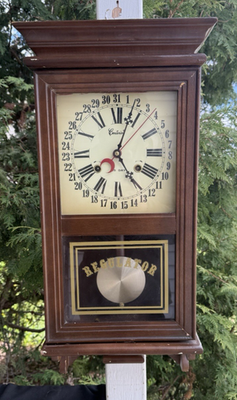 Vintage Mid Century 35 Day Centurion Calendar Regulator Wall Clock