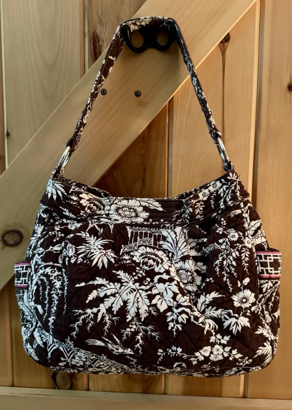 VERA BRADLEY IMPERIAL TOILE BROWN REVERSIBLE TOTE PURSE FABRIC HANDBAG