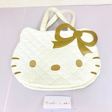 Borsa trapuntata Sanrio Hello Kitty Face nastro oro bianco faccia di gatto Ka...
