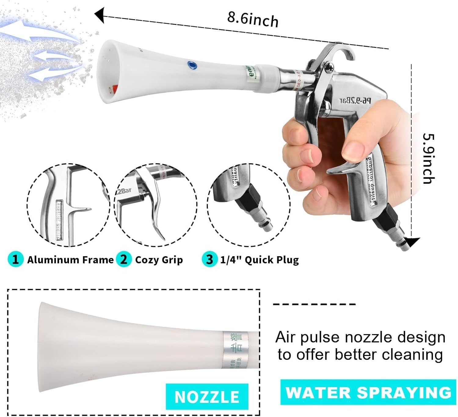 Tornado Dry Cleaning Gun - High-Pressure Air Blow Gun for Car Interior Detail