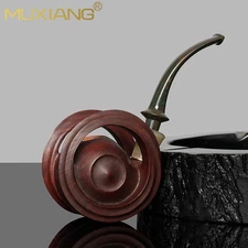 MUXIANG Handcrafted Briar Tobacco Pipe Smooth Wooden Freehand Pipe Ebonite Stem