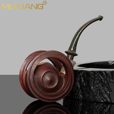 MUXIANG Handcrafted Briar Tobacco Pipe Smooth Wooden Freehand Pipe Ebonite Stem