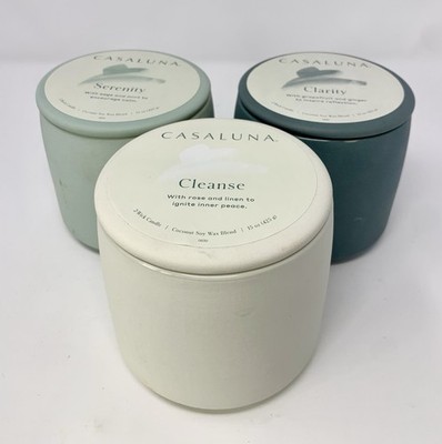 3 CASALUNA 2-Wick 15oz Soy Candles - Clarity, Serenity & Cleanse - Ceramic Jars