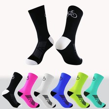 3 Pairs Cycling Socks Men Breathable Mesh Bicycle Pattern Mid Tube Outdoor Sport