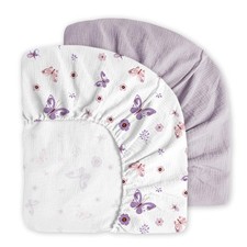 Little Grape Land Muslin Crib Sheets Fitted for Boys and Girls 2 Pack, 100