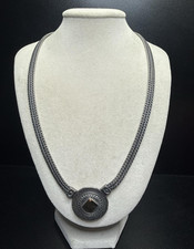 Sterling Silver and 14K Gold Byzantine Style Necklace with Pendant