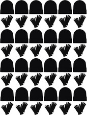 48 Pack Winter Beanies  Gloves Bundle Men Women Thermal Warm Bulk Homeless Comb