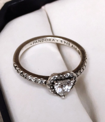 PANDORA .925 Sterling Silver Sparkle Elevated Heart Ring...Size 6