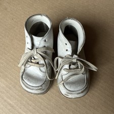 Vintage Leather Baby Shoes Stride-Rite White Infant Worn