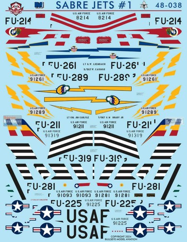 BMA48038 1:48 Bullseye Model Aviation Decals - F-86A Sabre Jets #1 - Picture 5 of 6