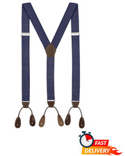 Men  s 1.25" Y-Back Suspenders Adjustable Elastic Braces Heavy Duty Clips