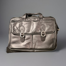 McKlein Black Leather Briefcase for 15" Laptop, Padded, Shoulder Strap
