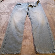 Vintage Levis 501 Jeans Made in USA Light Wash Button Fly 40x34 Denim 501-0115