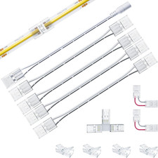 8Mm Connectors for 2-Pin COB LED Strip Lights,4Pcs Transparent Gapless Connector