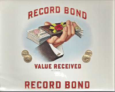 Lot of 12 Vintage Embossed Record Bond Value Received Cigar Box Labels