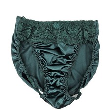 NWOT Vtg Victoria's Secret Second Skin Panty Womens M Satin Brief Green 90s Lace