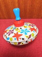 Ohio Art Vintage 60s Spinning Top -Circles  Stars- Metal and Wood - USA Made 