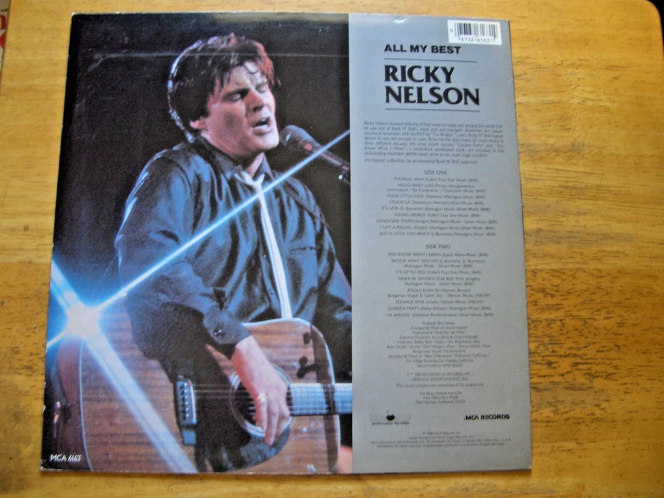 RICKY NELSON ~ ALL MY BEST ~ 1986 STEREO LP ~ RECORD NM COVER NM - Image 2 of 4