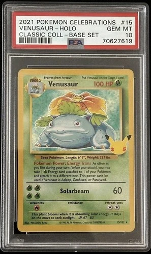 PSA 10 Venusaur Holo 2021 Pokemon Celebrations Classic Collection Base Set #15