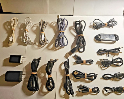 USB-C Data / Charging Cables - Variety Size / Color Lot w/ Charging Plugs