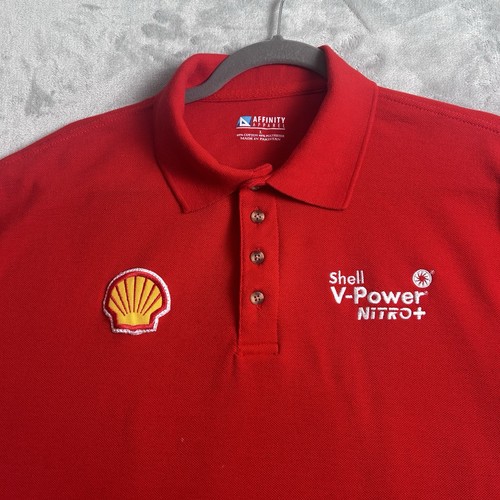 Shell V-Power Shirt Mens Large Red Nitro Oil Gas Embroidered Uniform Polo Golf - Picture 2 of 13