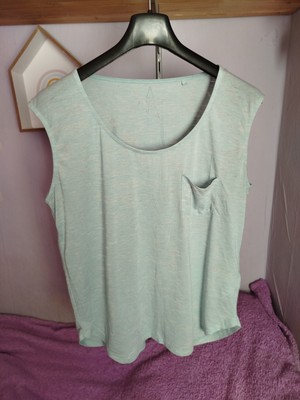 Sommer top hell blau tshirt shirt damen Kleidung fishbone süß M