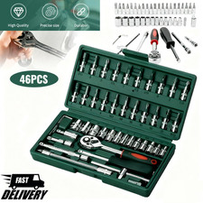 46PCS Metric Socket Set Ratchet Torx Wrench Kit 1/4" Drive Repair Tool With Case