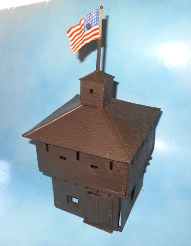 Vintage 1960-70s Marx Fort Apache Play Set Hard Plastic Two Story Blockhouse