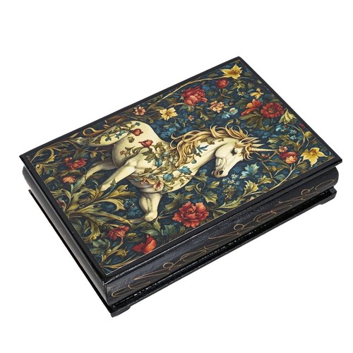 William Morris Unicorn Jewelry Trinket Box Keepsake Small Storage Box 4x6" - Picture 2 of 5