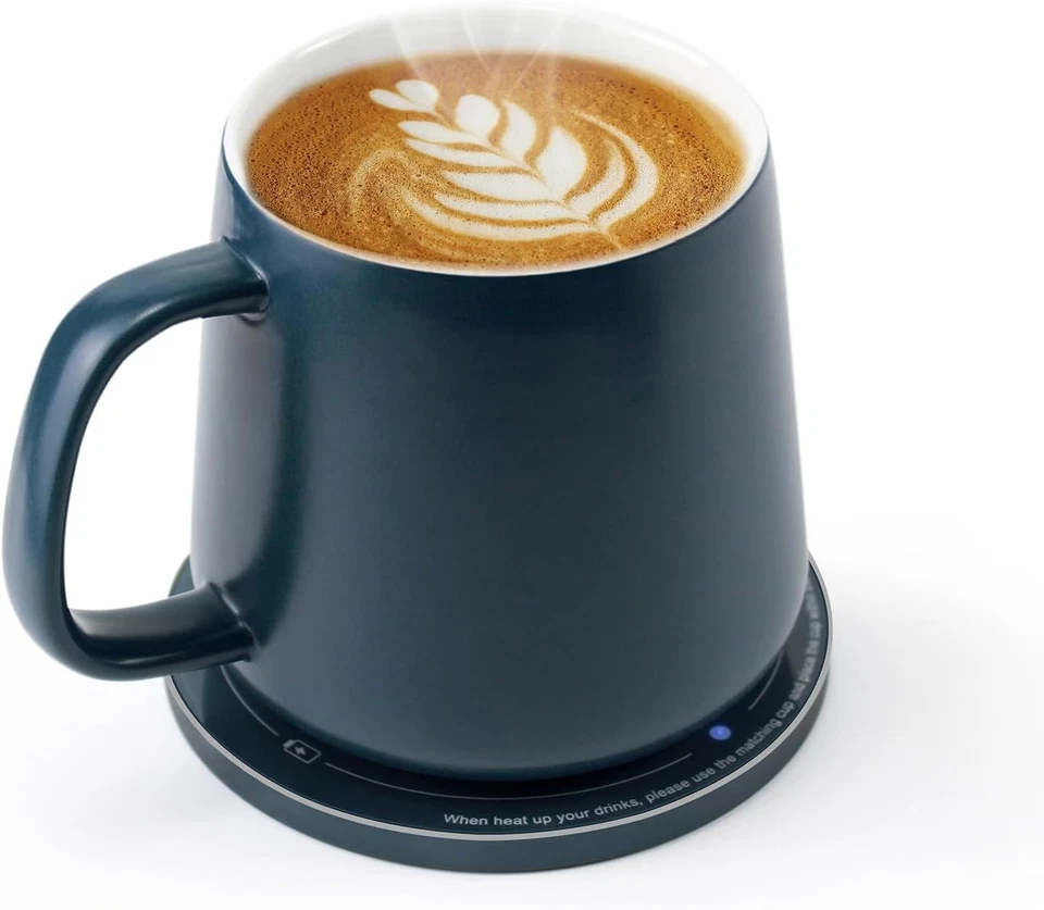 APEKX Mug Warmer Charging Coaster for Coffee Tea Phone Charging Blue 12oz 380ml