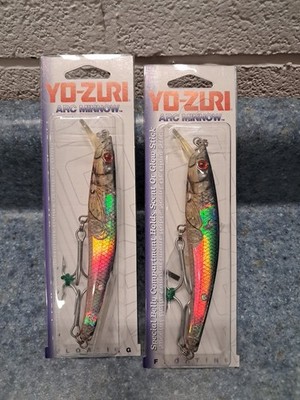 2 Vintage Yo Zuri Arc Minnow F33 Size 5 1/4'' 2/3oz  Floating with Glow Stick!